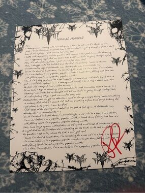 Falling in Reverse *Signed* Popular Monster Lyric Sheet